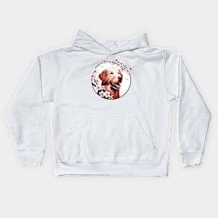 Chesapeake Bay Retriever Welcomes Spring with Cherry Blossoms Kids Hoodie